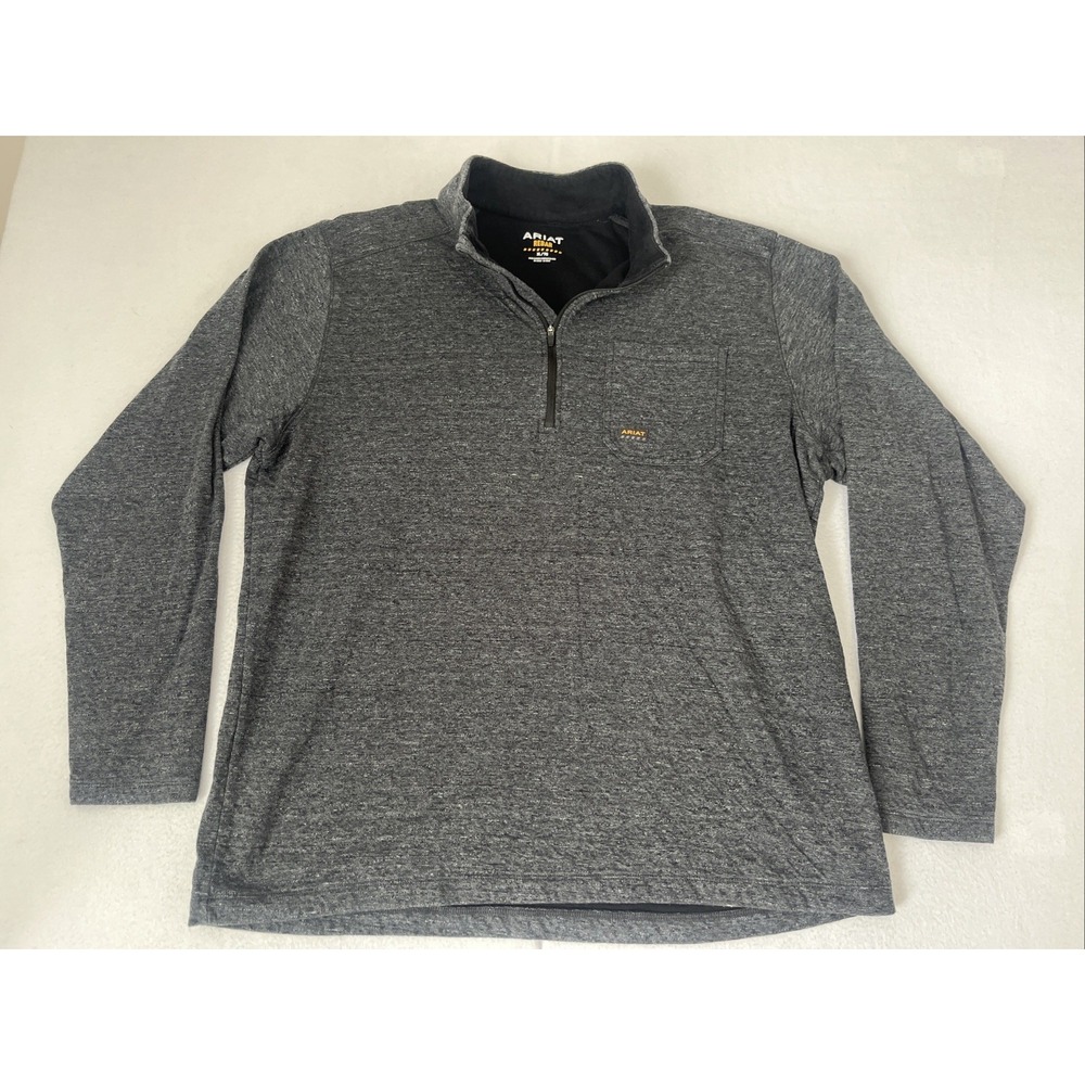 Ariat Shirt Adult XL Gray Rebar Foundation 1/4 Zip Pullover Workwear Chore Mens